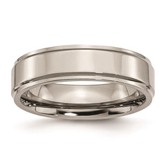 Titanium Ridged Edge 6mm Polished Band | TB34