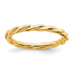 Sterling Silver Stackable Expressions Yellow-plated Twist Ring | QSK2006