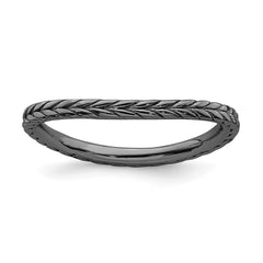 Sterling Silver Stackable Expressions Polished Black-plated Wave Ring | QSK671