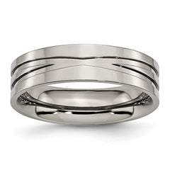 Titanium Grooved 6mm Polished Band | TB170