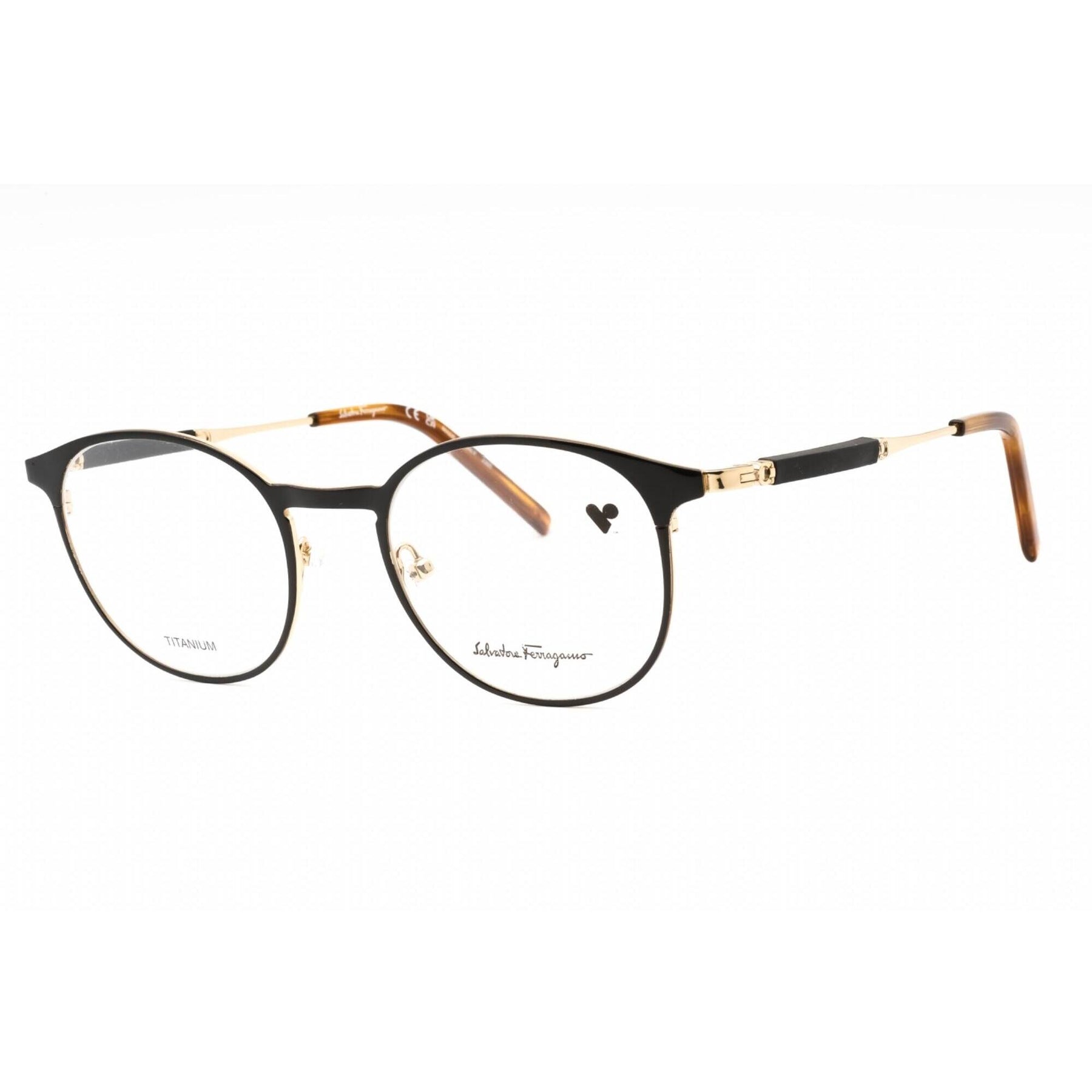 Salvatore Ferragamo Men's Eyeglasses - Gold/Black Round