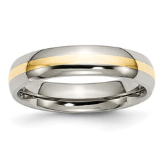 Titanium 14k Yellow Inlay 5mm Polished Band | TB221