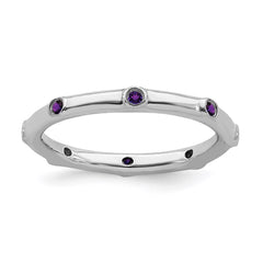 Sterling Silver Stackable Expressions Amethyst Ring | QSK375