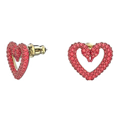 Swarovski Women's Earrings - Sablima Red Heart Shape Gold Tone Plated | 5634812
