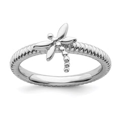 Sterling Silver Stackable Expressions Dragonfly Ring | QSK731