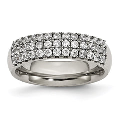 Titanium Multi-row CZ Ring | TB374