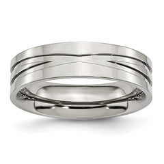 Stainless Steel Grooved 6mm Polished Band | SR99
