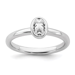 Sterling Silver Stackable Expressions Oval White Topaz Ring | QSK437