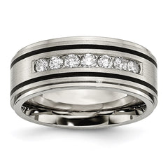 Titanium Polished/Brushed Enameled 1/2ct tw. Diamond 9mm Band | TB438A