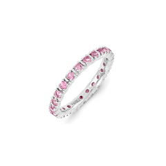 Sterling Silver Stackable Expressions Created Pink Sapphire Ring | QSK1192