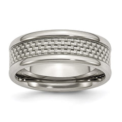 Titanium Polished w/Grey Carbon Fiber Inlay 8mm Band | TB390