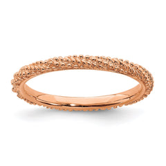 Sterling Silver Stackable Expressions Polished Rose Gold-plated Ring | QSK1839