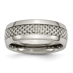 Titanium Polished w/Grey Carbon Fiber Inlay 8mm Band | TB389