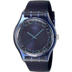 Swatch Women's Watch - Think Fun Blusparkles Blue Dial Silicone Strap Quartz | SUON134
