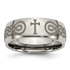 Titanium 8mm Laser Design Polished Band | TB2P