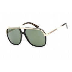 Gucci Unisex Sunglasses - Black/Gold Acetate Square Frame Green Lens | GG0200S 001