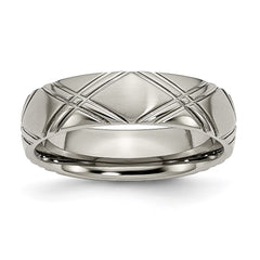 Titanium Criss-cross Design 6mm Brushed and Polished Band | TB192