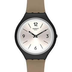 Swatch Unisex Watch - Skin Skinsand Quartz Beige Dial Brown Leather Strap | SVUB101