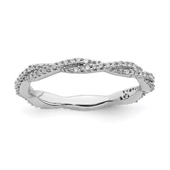 Sterling Silver Stackable Expressions Polished Diamond Ring | QSK630