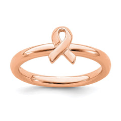 Sterling Silver Stackable Expressions Rose Gold Awareness Ribbon Ring | QSK871