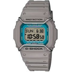 Casio Men's Watch - G-Shock Grey and Blue Digital Dial Grey Resin Strap | DWD5600P-8