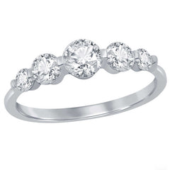 Classic Women's Silver Graduating Round CZ Ring - W-2266