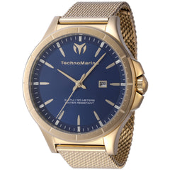 Technomarine Men's Watch - MoonSun Blue Dial Yellow Gold Mesh Bracelet | TM-822008