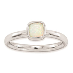 Sterling Silver Stackable Expressions Cushion Cut Created Opal Ring | QSK986