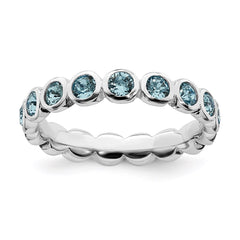 Sterling Silver Stackable Expressions March Swarovski Ring | QSK975