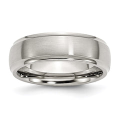 Stainless Steel Ridged Edge 7mm Brushed and Polished Band | SR85