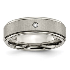 Titanium Brushed/Polished 0.05ct. Diamond Rounded Edge Band | TB432A