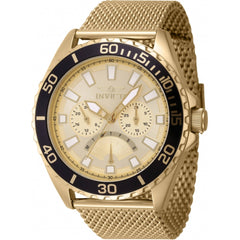 Invicta Men's Watch - Pro Diver Quartz Day-Date Gold Tone Dial Mesh Bracelet | 46908