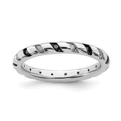 Sterling Silver Stackable Expressions Black & White Diamond Ring | QSK1047
