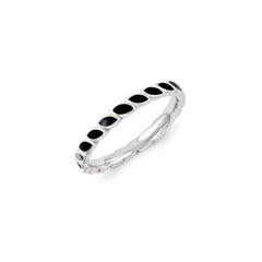 Sterling Silver Stackable Expressions Black Enameled Ring | QSK1383