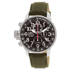 Invicta 1873 Men's I-Force Lefty Black Dial Green Fabric & Leather Strap Chronograph Watch