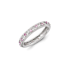 Sterling Silver Stackable Expressions Created Pink Sapphire Ring | QSK1232