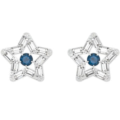 Swarovski Women's Stud Earrings - Stella White Blue Rhodium Plated Star | 5639188