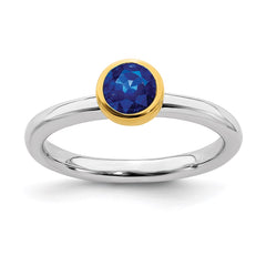 Sterling Silver Stackable Expressions w/Gold-plated Cr. Sapphire Ring | QSK1883