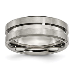 Titanium Grooved 8mm Brushed and Polished Band | TB180
