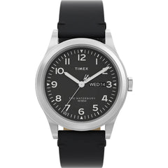 Timex Men's Watch - Waterbury Traditional Day Black Dial Leather Strap | TW2W14700VQ