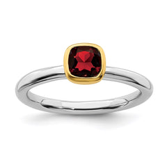 Sterling Silver Stackable Expressions w/Gold-plated Garnet Ring | QSK1887