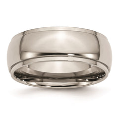 Titanium Ridged Edge 8mm Polished Band | TB24