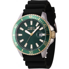 Invicta Men's Quartz Watch - Pro Diver Date Green Dial Black Silicone Strap | 46134