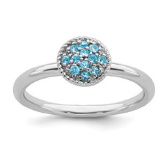 Sterling Silver Stackable Expressions Blue Topaz Rhodium Ring | QSK318