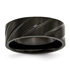 Titanium Swirl Design Black IP-plated 8mm Brushed/Polished Band | TB350