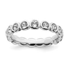 Sterling Silver Stackable Expressions April Swarovski Ring | QSK976