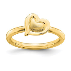 Sterling Silver Stackable Expressions Gold-plated Heart Ring | QSK1622