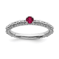 Sterling Silver Stackable Expressions Created Ruby Single Stone Ring | QSK1588