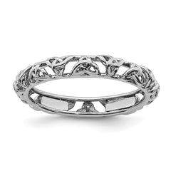 Sterling Silver Stackable Expressions Rhodium Celtic Knot Ring | QSK2011