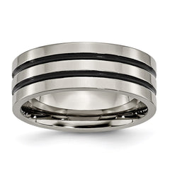 Titanium Enameled Grooved Flat 8mm Polished Band | TB152